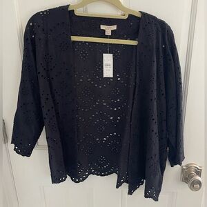 NWT Ann Taylor Black Eyelet Caplet, OS